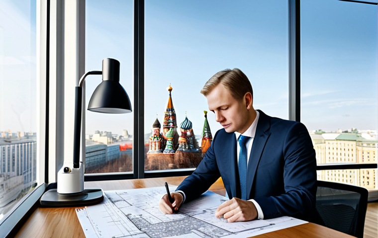 **

"A skilled architect, fully clothed in professional attire, thoughtfully reviews blueprints in a bright, modern Moscow office with floor-to-ceiling windows showcasing the cityscape, safe for work, appropriate content, professional, perfect anatomy, correct proportions, natural pose, well-formed hands, proper finger count, natural body proportions, high quality, realistic rendering, detailed textures, professional photography, family-friendly."

**