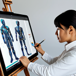 미래형 창작 산업과 창작자의 역할 - AI-Assisted Artist**

"A professional artist in a well-lit studio, thoughtfully using an AI-powered ...