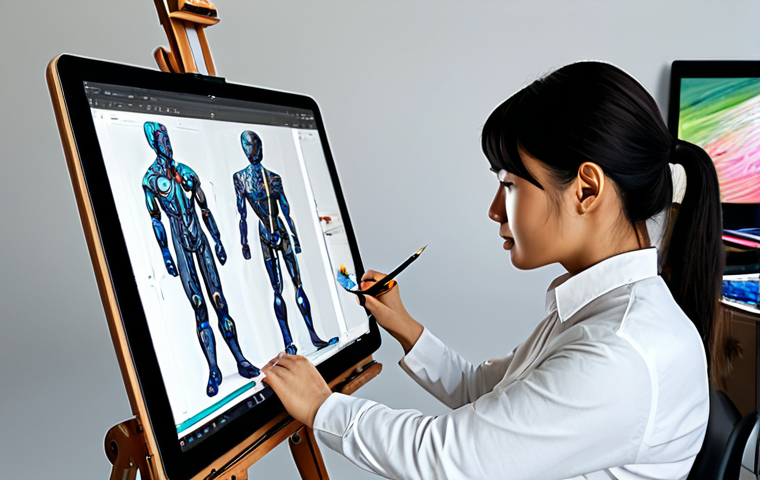 미래형 창작 산업과 창작자의 역할 - AI-Assisted Artist**

"A professional artist in a well-lit studio, thoughtfully using an AI-powered ...